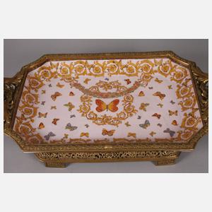 Große Vorlegeplatte mit Bronzemontierung