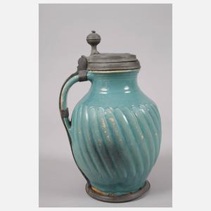 Seltener Bunzlauer Melonenkrug in Türkis