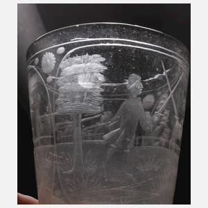 Barockes Becherglas mit Landsknechten