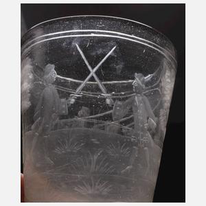 Barockes Becherglas mit Landsknechten