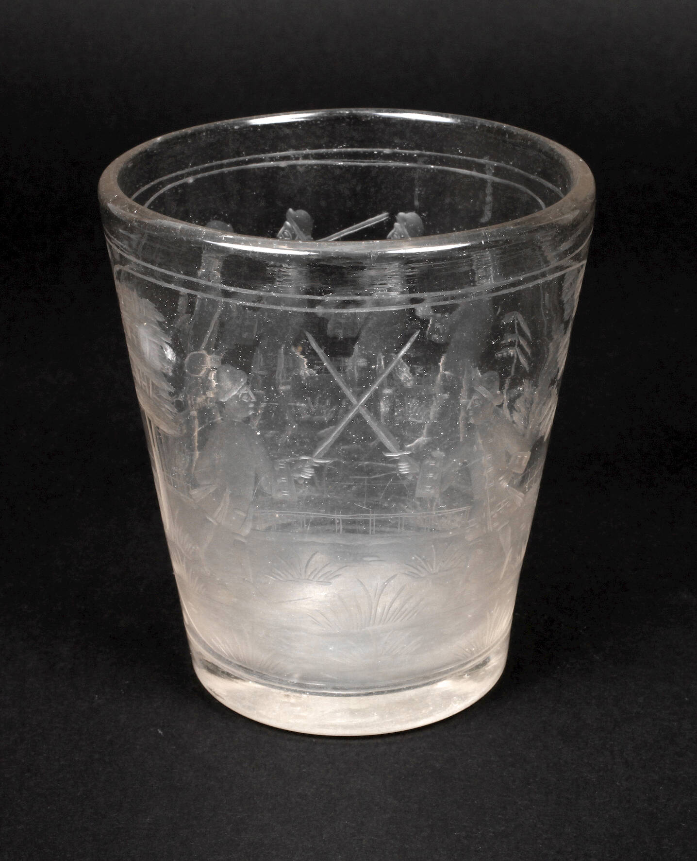 Barockes Becherglas mit Landsknechten