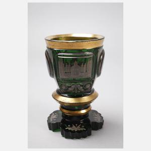 Biedermeier-Fußbecher mit Silberdeckel