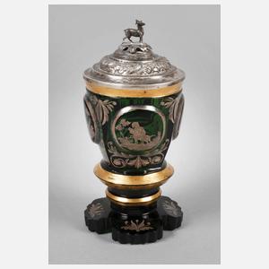 Biedermeier-Fußbecher mit Silberdeckel