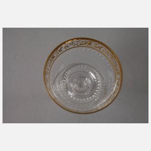 Sechs Likörgläser mit Ätzglasbordüre