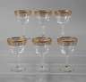 Sechs Likörgläser mit Ätzglasbordüre