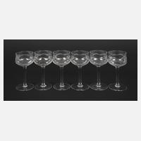 Sechs Weingläser Wellendekor111