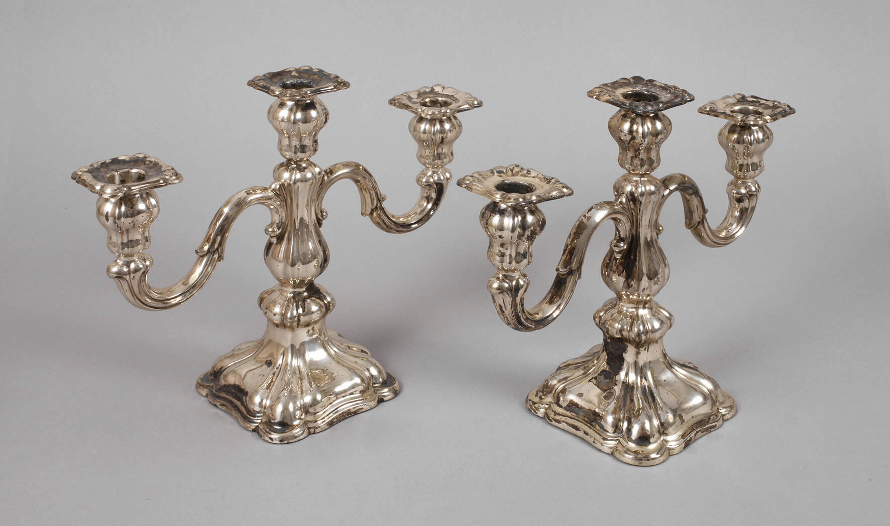 Paar 3-armige Silberleuchter