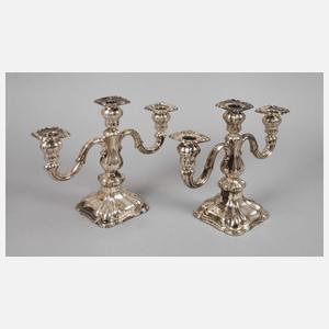 Paar 3-armige Silberleuchter