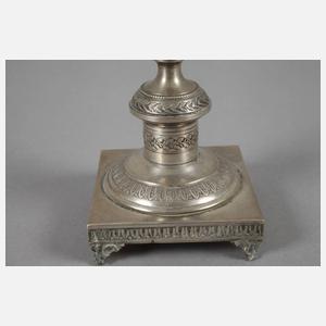 Silber Paar Leuchter mit Achatschaft Italien