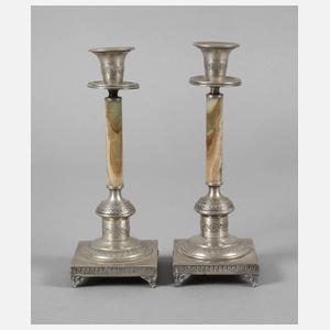 Silber Paar Leuchter mit Achatschaft Italien