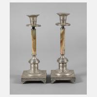 Silber Paar Leuchter mit Achatschaft Italien111