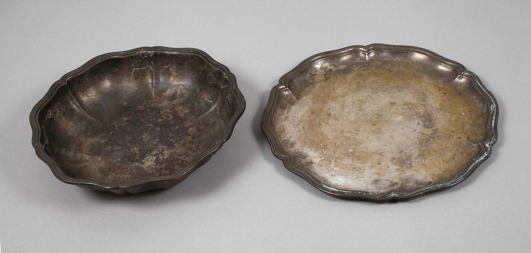 Silberschale und -tablett Chippendale-Stil