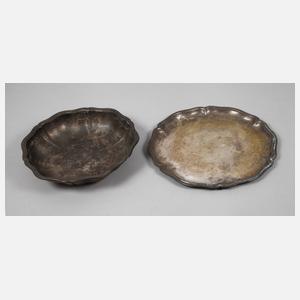 Silberschale und -tablett Chippendale-Stil