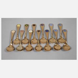 Silber dreizehn Jahreslöffel Emaille