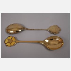 Silber zwölf Jahreslöffel Emaille