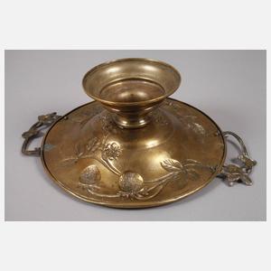 Fußschale Messing mit Erdbeerdekor