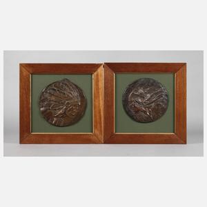 Zwei Indianerportraits Bronze