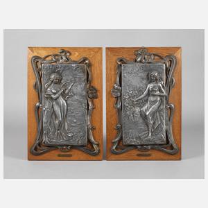 Paar allegorische Wandreliefs