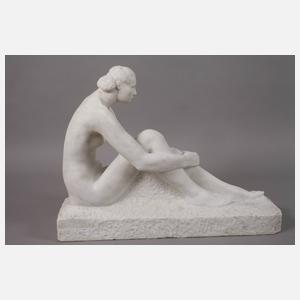 J. Urban, sitzender Damenakt Marmor