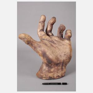 Tonin, große Terrakotta-Skulptur geöffnete Hand