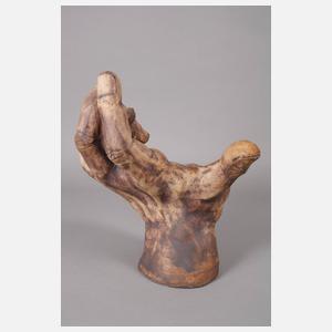 Tonin, große Terrakotta-Skulptur geöffnete Hand