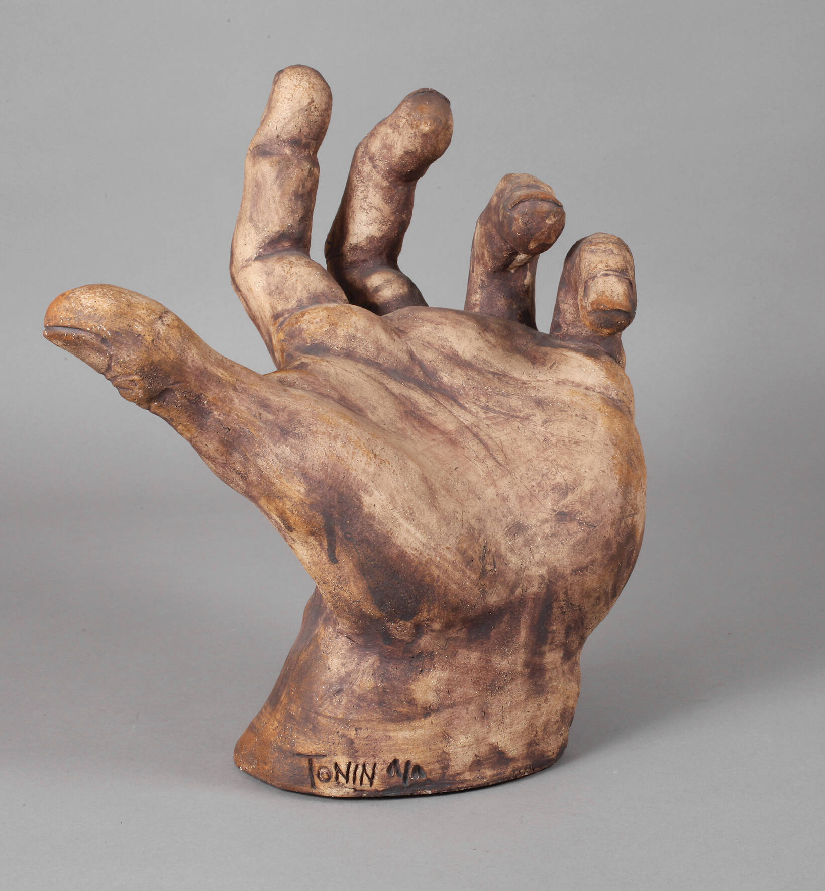 Tonin, große Terrakotta-Skulptur geöffnete Hand
