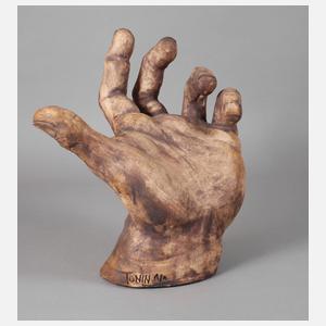 Tonin, große Terrakotta-Skulptur geöffnete Hand