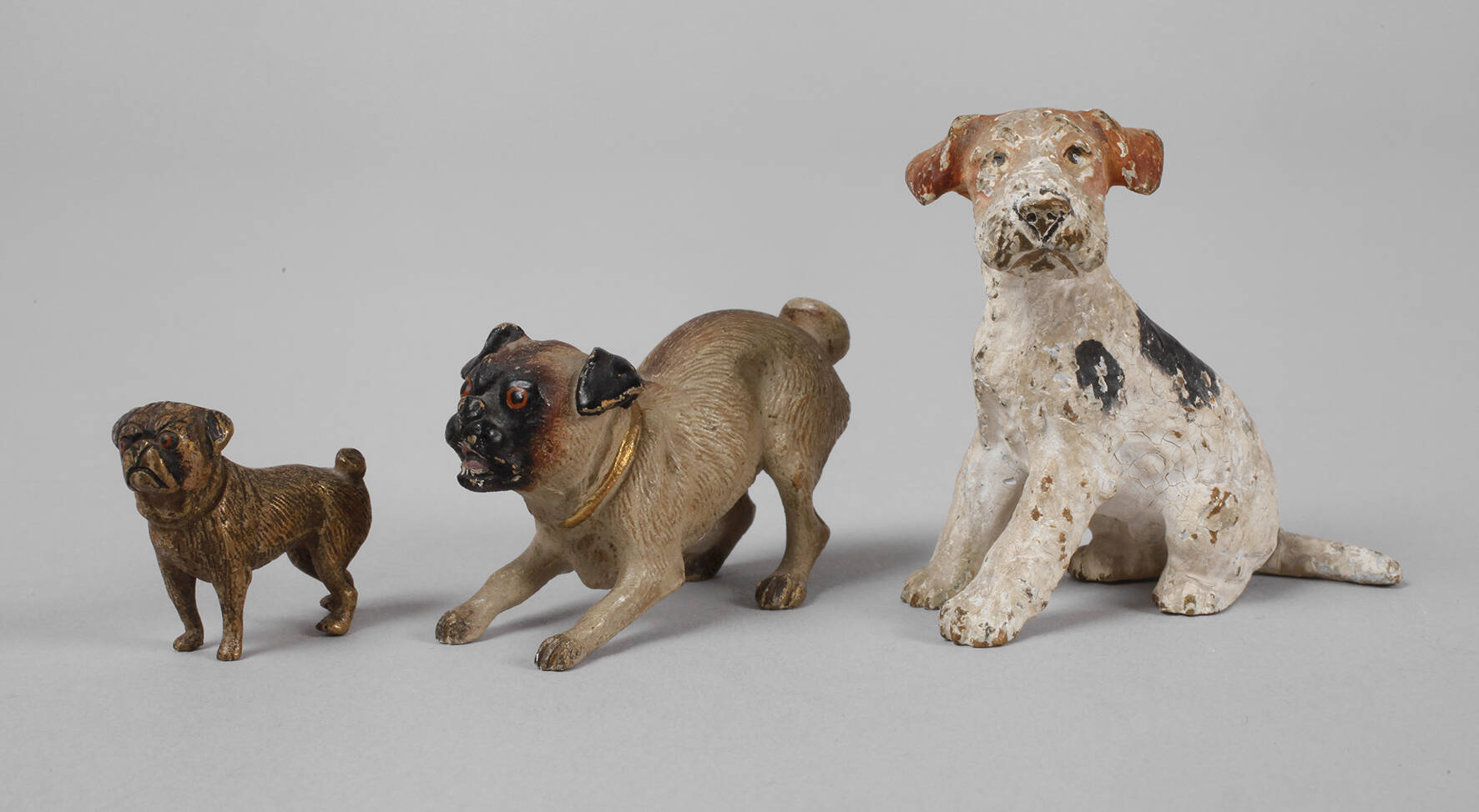 Drei Wiener Bronze Miniaturen als Hunde