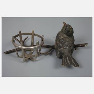 Wiener Bronze Rotkehlchen mit kleinem Korb