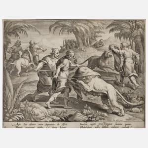 Cornelius Galle I., Auf der Löwenjagd