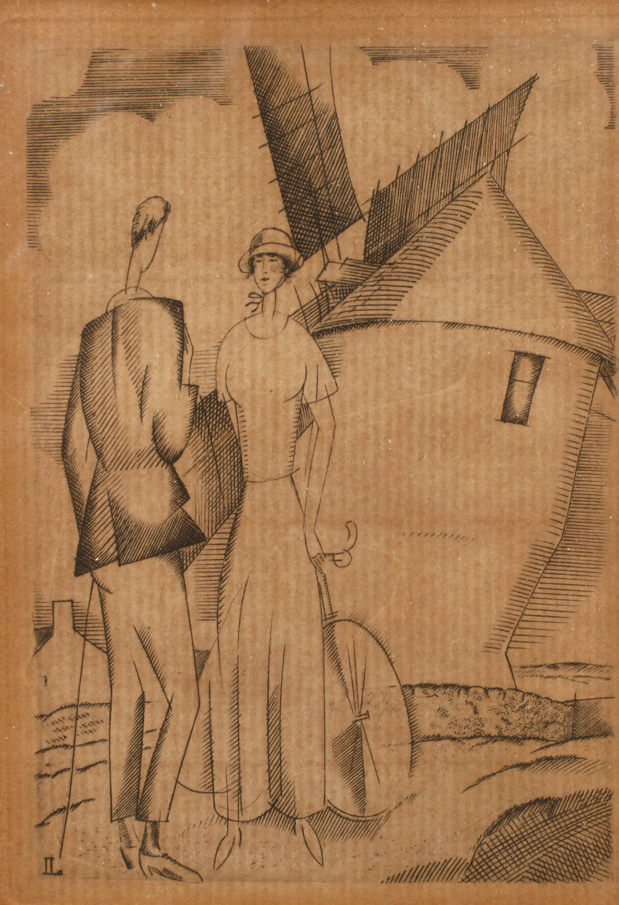 Jean-Emile Laboureur, Paar vor Windmühle