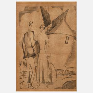 Jean-Emile Laboureur, Paar vor Windmühle