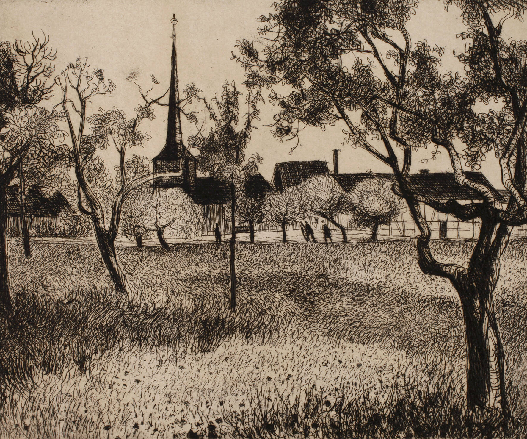 Otto Paetz, Thüringer Dorf mit Kirche