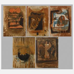 Graphikfolge mit fünf Farbradierungen