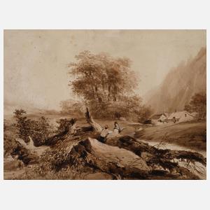 Eugéne Bléry, attr., Am umgestürzten Baum