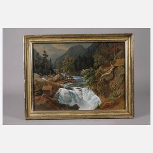 Prof. August Wilhelm Leu, attr., Am Wasserfall