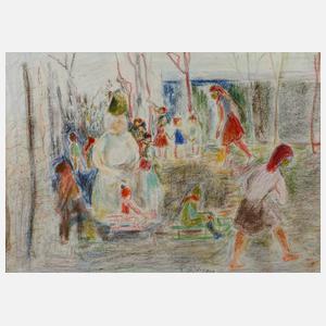 Grete Jürgens, attr., Die Kinder und Schneemann