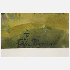 Fritz Pirner, Sonnige Waldlandschaft mit Bach