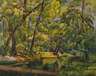 Fritz Pirner, Sonnige Waldlandschaft mit Bach