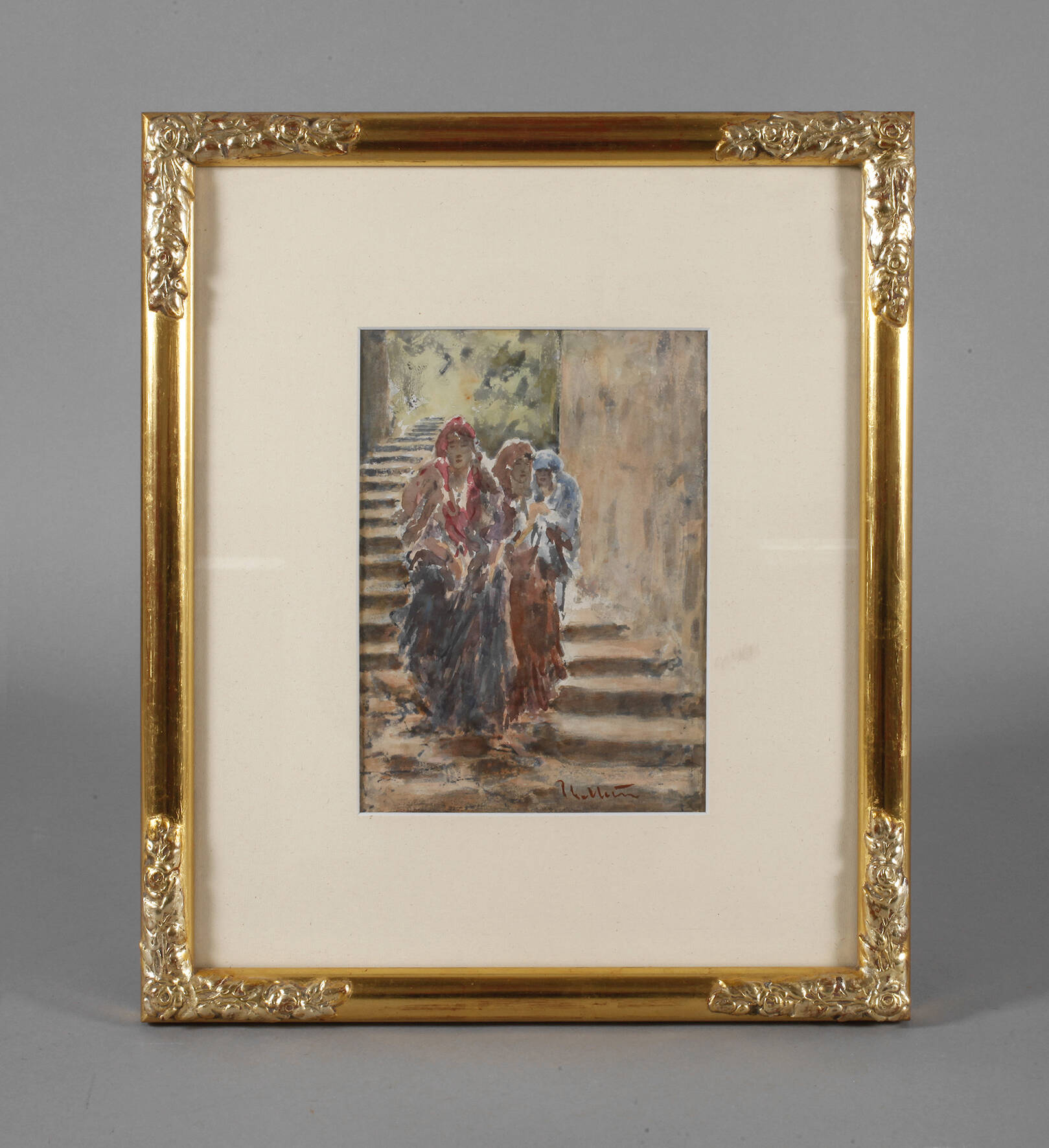 Paul Toullier, attr., Frauen in dörflicher Gasse