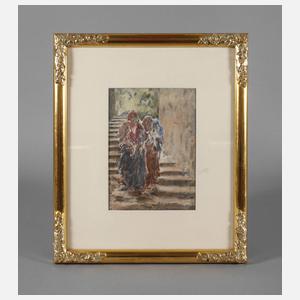 Paul Toullier, attr., Frauen in dörflicher Gasse