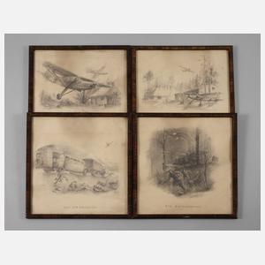 H. Zweig, Vier Zeichnungen 2. Weltkrieg