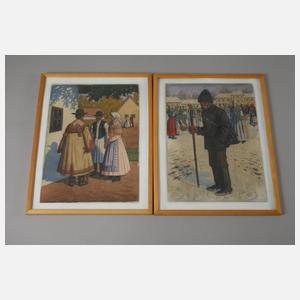 Paar Aquarelle Osteuropa