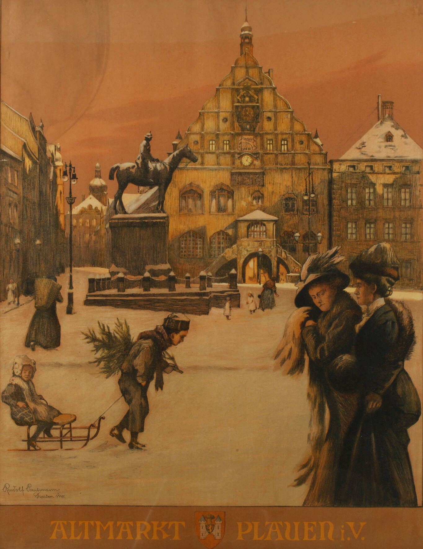 Rudolf Poeschmann, Altmarkt von Plauen im Winter