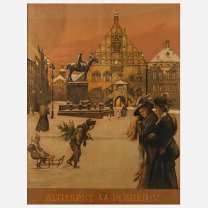 Rudolf Poeschmann, Altmarkt von Plauen im Winter