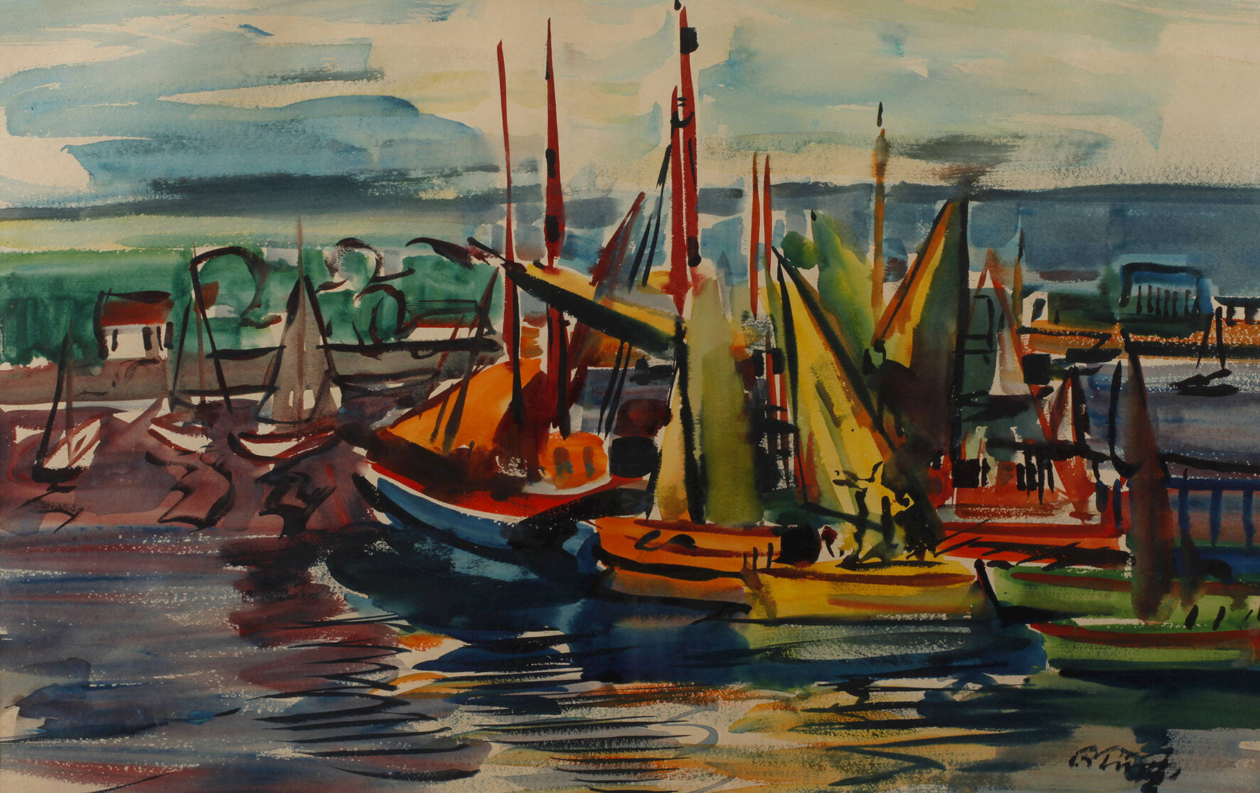 Richard Pusch, Segelboote auf der Elbe