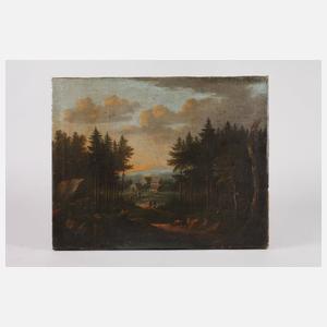 Abendlandschaft mit Wanderern