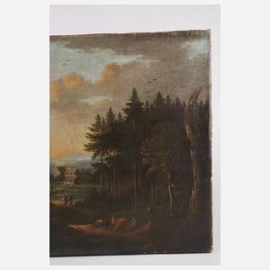 Abendlandschaft mit Wanderern