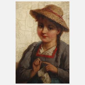 Josef Büche, Strickendes Mädchen