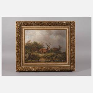 Carl Friedrich Ockert, Hirsche in Sommerlandschaft